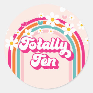 Sticker Rond Arc-en-ciel Rétro Dix ans Anniversaire