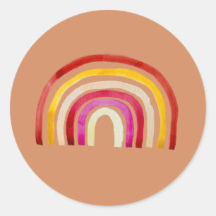 Sticker Rond Arc-en-ciel rétro jolie aquarelle