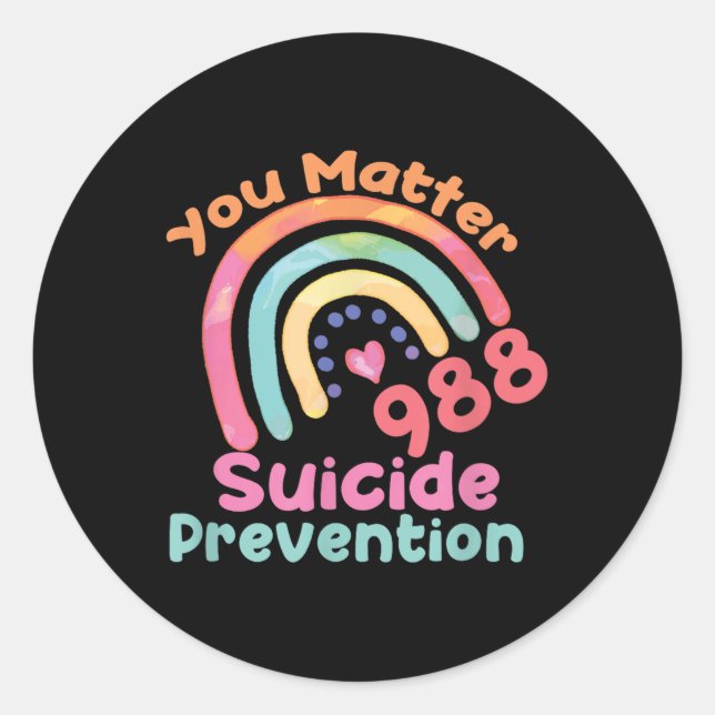 Sticker Rond Arc en ciel Vous 988 Prévention du suicide (Devant)