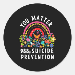 Sticker Rond Arc en ciel Vous 988 Prévention du suicide