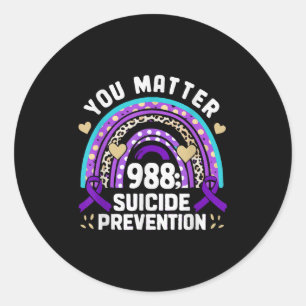 Sticker Rond Arc en ciel Vous 988 Prévention du suicide