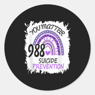 Sticker Rond Arc en ciel You 988 Prévention du suicide Ruban co