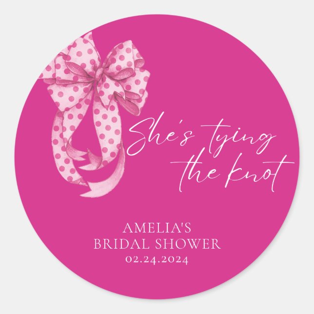 Sticker Rond Arc en rose chaud Elle se marie Shower de mariage  (Devant)