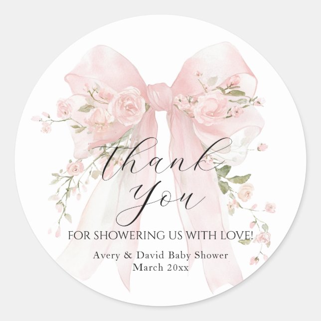 Sticker Rond Arc floral élégant Baby Shower Fille Fleur (Devant)