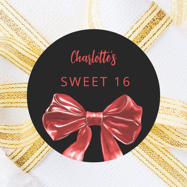 Sticker Rond Arc rouge noir Sweet 16 (Créateur téléchargé)