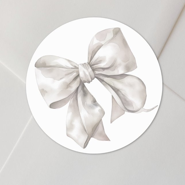 Sticker Rond Arc Simple Pour Mariage Ou Baby Shower (Bow Simple Bridal Or Baby Shower Classic Round Sticker)