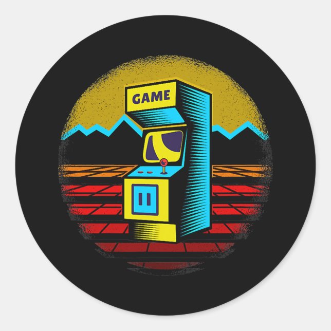 Sticker Rond Arcade Game Machine Nostalgia Retro Gamer 80s 90s (Devant)