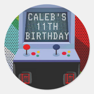 Sticker Rond Arcade Jeu Vidéo Anniversaire Fête Favoriser