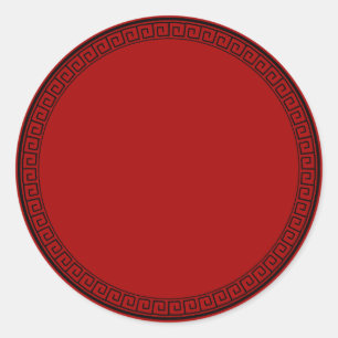 Sticker Rond Arcadia rouge avec cadre en cercle noir