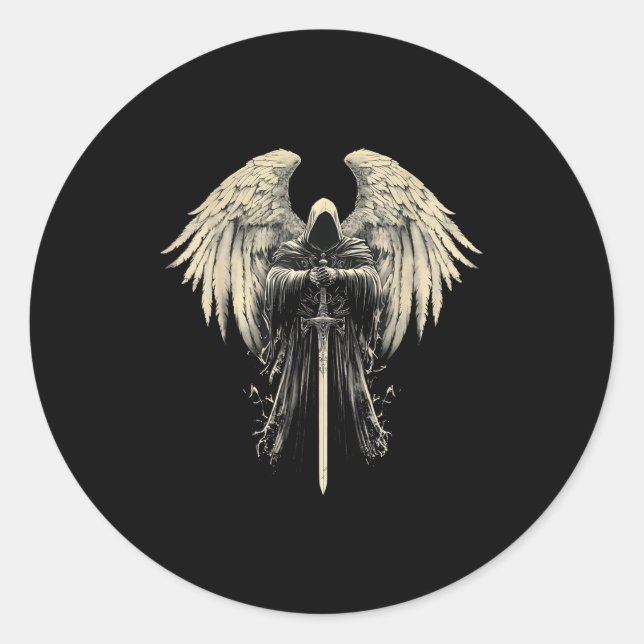 Sticker Rond Archangel Gabriel Christian Angel Catholic Warrior (Devant)