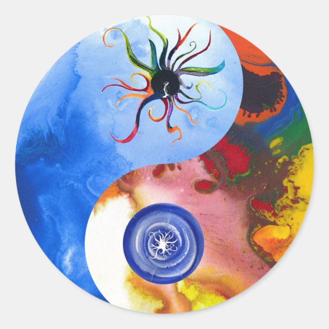 Sticker Rond Archangel Luci & Archangel Michael Yin bâton de ya (Devant)