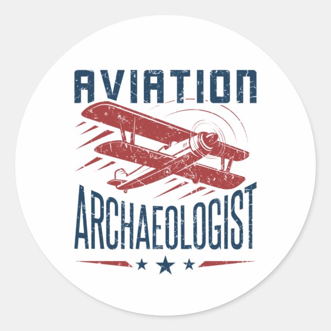 Sticker Rond Archéologie Archéologue de l'Aviation (Devant)