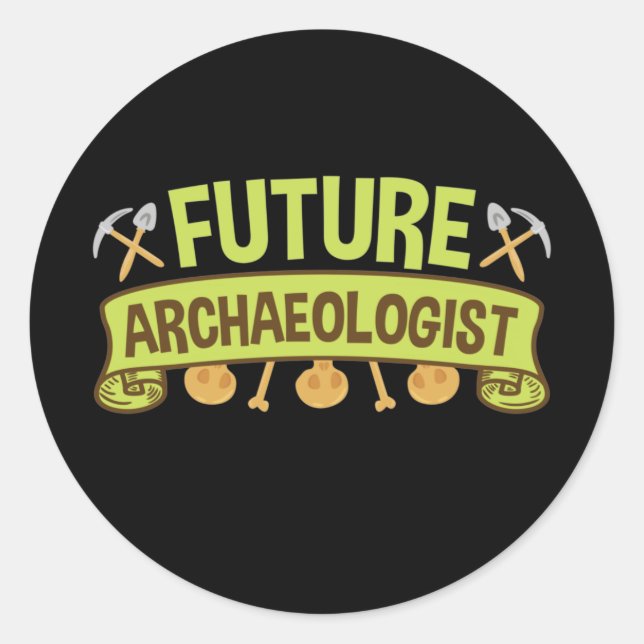 Sticker Rond Archeologiste futur étudiant en archéologie (Devant)