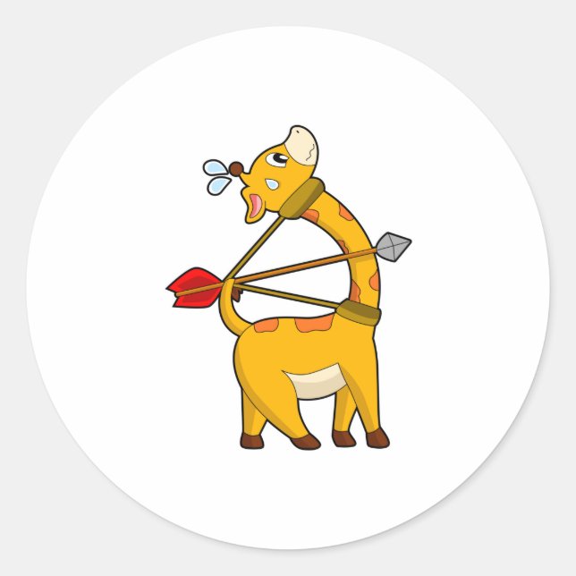 Sticker Rond Archer de girafe flèche Bow (Devant)