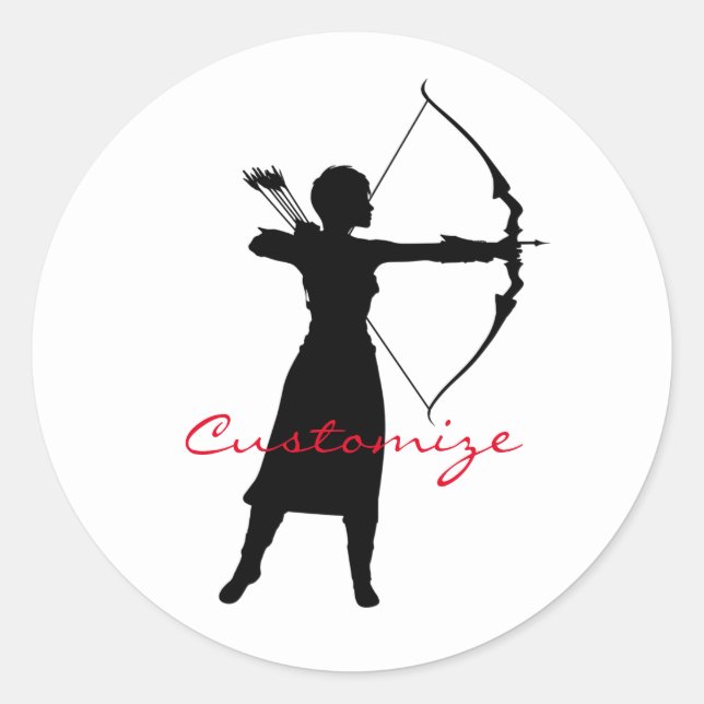 Sticker Rond Archer Femme Silhouette Thunder_Cove (Devant)