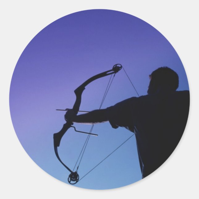 STICKER ROND ARCHER SILHOUETTE BOW MAN (Devant)