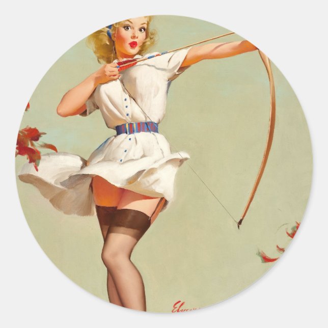 Sticker Rond Archery Pin-up (Devant)