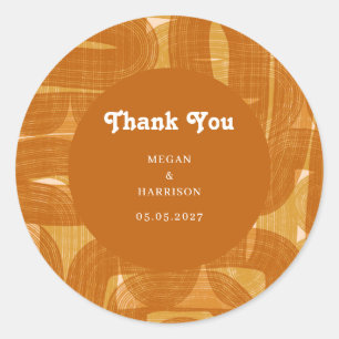 Sticker Rond Arches et pliages rétro et lignes Jaune Classic R