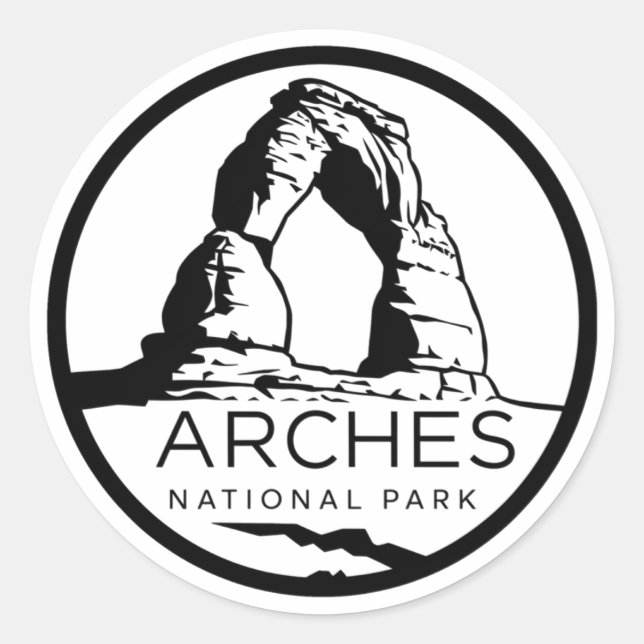 Sticker Rond Arches Parc national Emblem noir (Devant)