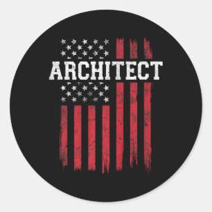 Sticker Rond Architecte Drapeau Américain Patriot Patriotique U