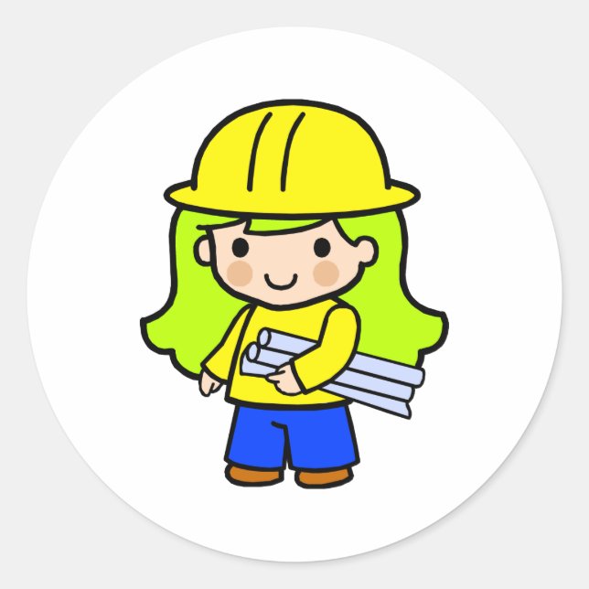 Sticker Rond Architecte Girl 2 (Devant)