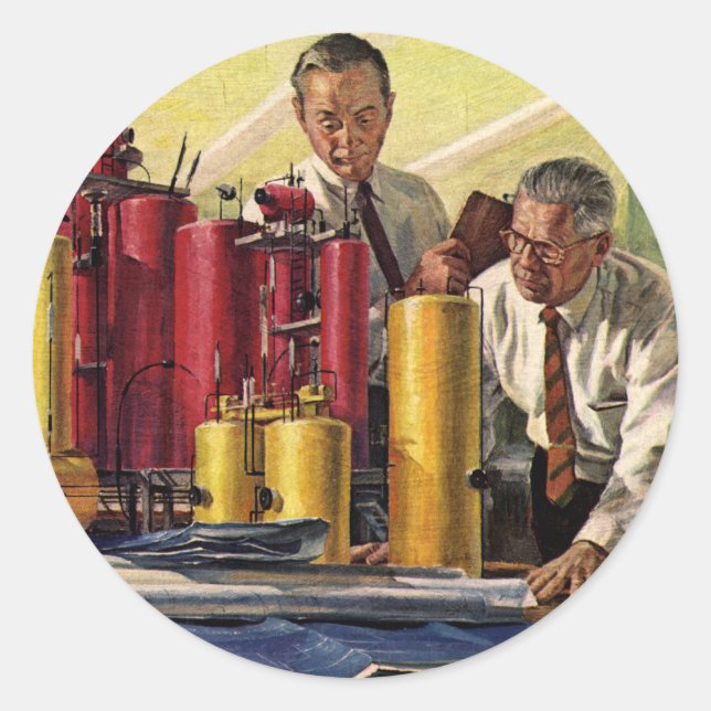 Sticker Rond Architectes travaillant dans un bureau, entreprise (Devant)