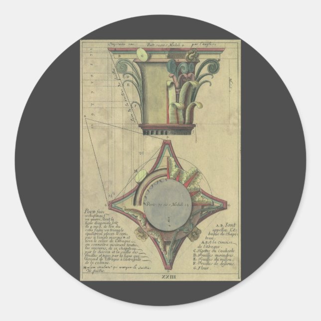 Sticker Rond Architecture Ancienne, Couronne de Capitale Décora (Devant)