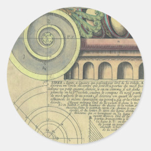 Sticker Rond Architecture vintage ; Capital Volute par Vignola