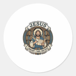 Sticker Rond Archive de carte de bibliothèque Jésus Archive de