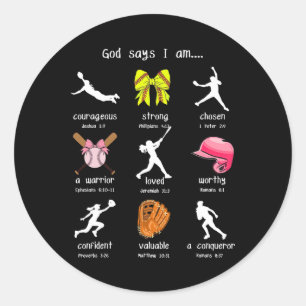 Sticker Rond Arcs Dieu dit que je suis chrétienne Douce Bible p