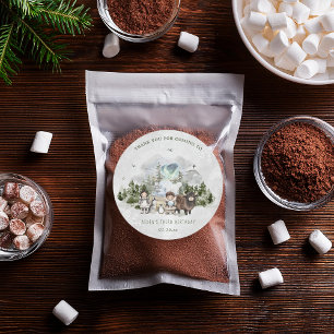 Sticker Rond Arctic Adventure fête d'anniversaire