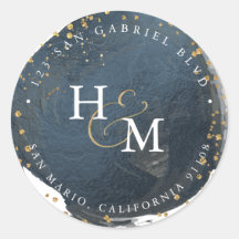 Ardoise Bleu Faux Gold Script Ampersane