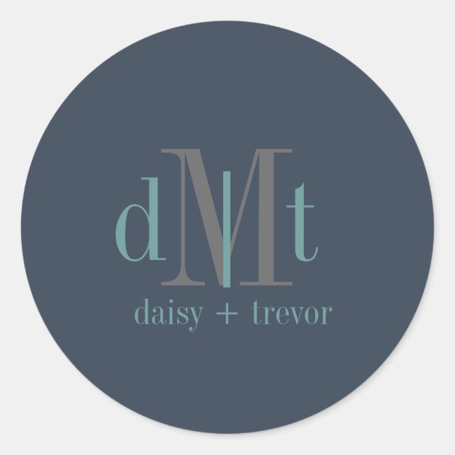 Sticker Rond Ardoise plate+Graphite+Monogrammes Turquoises (Devant)