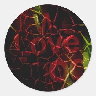 Sticker Rond Arêtes Frayées, Coeur Fort : Amour Indestructible