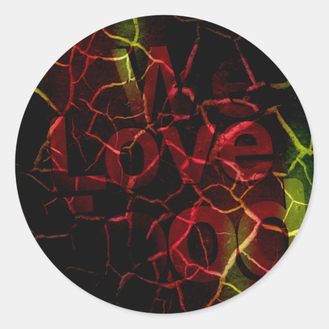 Sticker Rond Arêtes Frayées, Coeur Fort : Amour Indestructible (Devant)