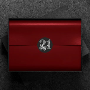 Sticker Rond Argent 21 et juridique Gris minimal 21e annivers