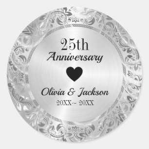 Sticker Rond Argent Anniversaire