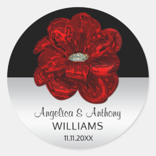 Sticker Rond Argent élégant, noir, joints de mariage de rose