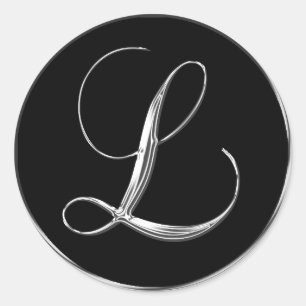 Sticker Rond Argent Et Noir Mariage Formel Monogramme L Sceau
