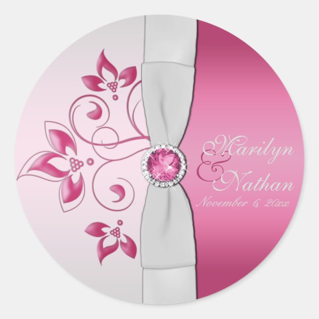 Sticker rond argent et rose de 1,5 po (Devant)