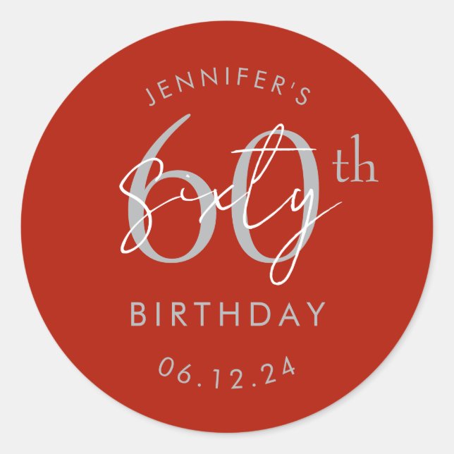 Sticker Rond Argent Fête d'anniversaire 60 ans écriture moderne (Devant)