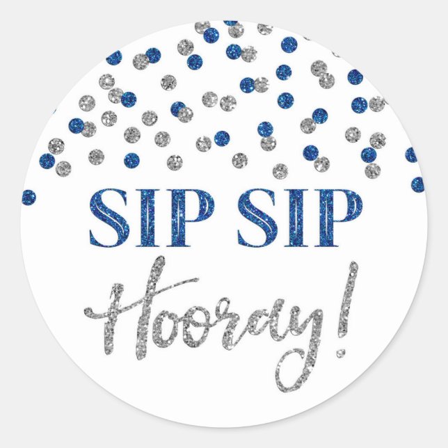 Sticker Rond Argent foncé Confetti Sip Sip Hooray (Devant)