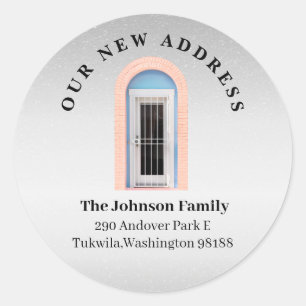 Sticker Rond Argent Métallisé Nouvelle Maison Porte Déménagemen