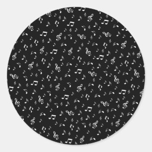 Sticker Rond argent noir, note, musique, mélodie, musique, son,