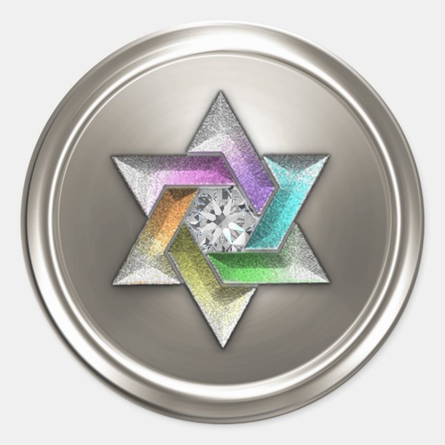 Sticker Rond Argent Rainbow Star de David Gem (Devant)