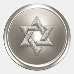 Sticker Rond Argent Star of David Enveloppe Seal