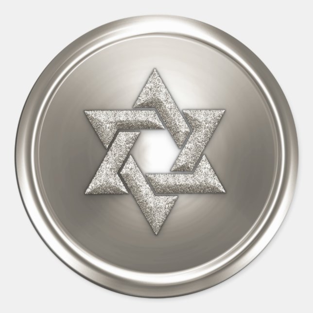 Sticker Rond Argent Star of David Enveloppe Seal (Devant)