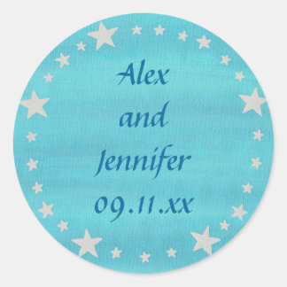 Sticker Rond Argent Stars Circle sur Blue Enregistrer les autoc