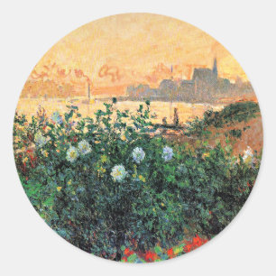 Sticker Rond Argenteuil, Fleurs au Bord de la Rivière,