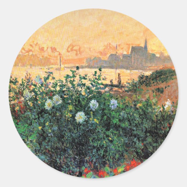 Sticker Rond Argenteuil, Fleurs au Bord de la Rivière, (Devant)